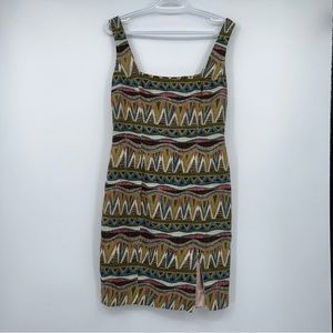 Tapestry Dress Abstract Print Linen and Cotton Size 8 Made in Canada